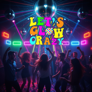 T-shirt promotionnel unisexe à manches courtes et col rond pour adulte, motif numérique « Let's Glow Crazy Glowing Era Party » - Product Image 3