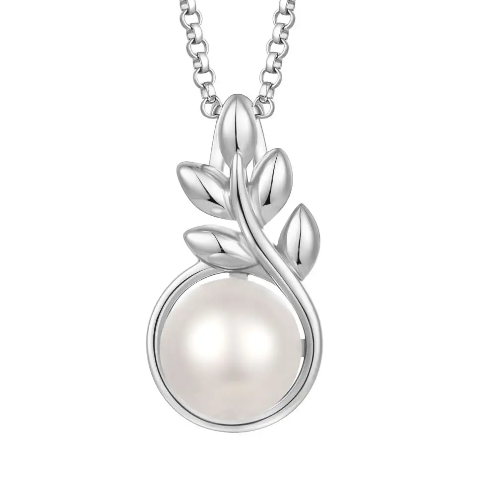 Fine Jewelry Unique Freshwater Pearl Necklace Pendant Pearl Leaf Cute Gift For Ladies Sterling Silver 925 Necklace