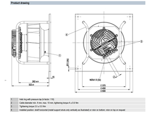 Ventilador Centrífugo EC K3G310-BB49-02 de 310 mm, 230 VCA, 3300 RPM, 3200 CFM, 1700 W, Ventilador de Aireación para Almacenamiento de Granos - Product Image 3