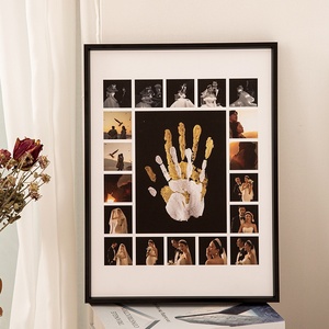 Cornice Fotografica Rettangolare in Lega di Alluminio, Design Creativo con Impronte di Mani di Coppia, Cornice Multi-Griglia <span class=keywords><strong>da</strong></span> <span class=keywords><strong>Parete</strong></span> Fatta a Mano con Stampa Fotografica Gratuita - Product Image 3