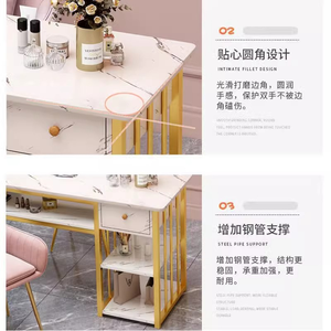 Modern Simple Factory Price Beauty Nail Salon Furniture Metal <b>Frame</b> Salon Nail Station <b>Gold</b> Manicure Nail Table - Product Image 6