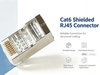 Hochgeschwindigkeits-8P8C-FTP-Transparenter Cat6-RJ45-Kristallkopf-Abgeschirmter Steckverbinder mit vergoldeten Kontaktflächen, 250-550 MHz Bandbreite