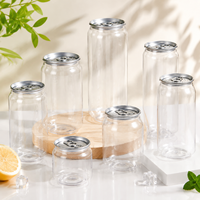 Boîtes de conserve en plastique PET transparentes de 330 ml, 500 ml et 650 ml, gobelets à café transparents avec couvercles en aluminium pour l'emballage de jus et de boissons