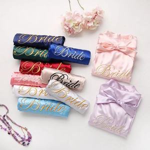 Summer Edition Satin Cardigan for Women Ladies Embroidery Dressing Gown Silk <strong>Robe</strong> Knee Length Bridesmaid Morning Gown Bride <strong>Robe</strong> - Product Image 4