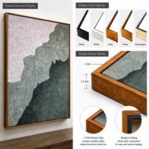 Grande Peinture Murale 3D Texturée Faite à la Main sur Toile, Paysage Marin Minimaliste Bleu et Blanc, Vague Océanique, Décoration Murale pour la Maison - Product Image 3