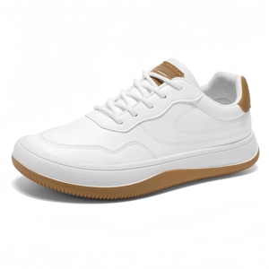 Stylish Sporty Breathable Leather Athletic <b>Flats</b> Men's Casual White Sports Trendy Sneakers with Cushioning for Men Fashion - Product Image 1
