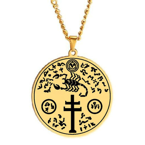 Collar con Colgante de Acero Inoxidable Cortado con Láser, Amuleto Talismán Exterminador de San Cipriano, Joyería de Acero Titanio HLSS357 - Product Image 2