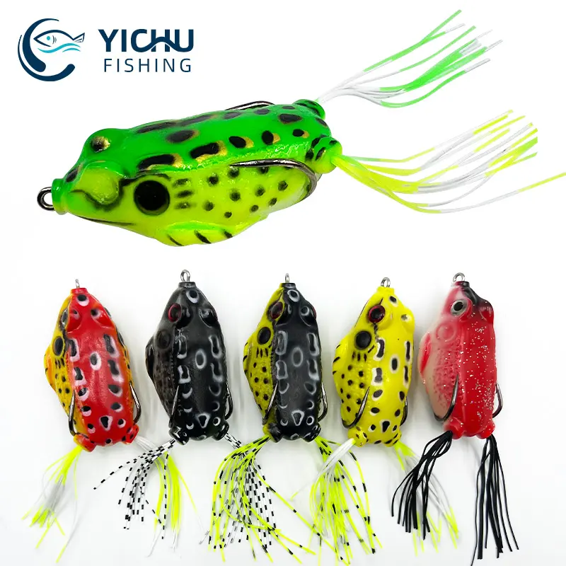 6pcs Soft Frog Fishing Lure Hook Set Topwater Frog Lures Hollow Body Lures for Bass Crankbait Tackle