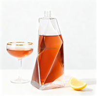 Bouteille de vin en verre super flint taillée à facettes de luxe 750 ml personnalisable et rechargeable pour whisky, vodka, tequila, brandy