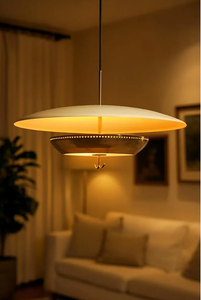 Retro Brass UFO Pendant <b>Ceiling</b> <b>Light</b> Mid Century <b>Modern</b> Saucer Shade Chandelier Vintage Inspired Hanging Lamp for Dining Room - Product Image 4