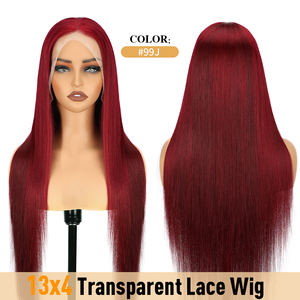 Perruques en dentelle frontale de 28 pouces, <span class=keywords><strong>couleur</strong></span> bordeaux 99j, <span class=keywords><strong>cheveux</strong></span> humains, perruque bordeaux, densité 180%, pré-épilées, perruques en dentelle frontale de <span class=keywords><strong>cheveux</strong></span> humains pour femmes - Product Image 5
