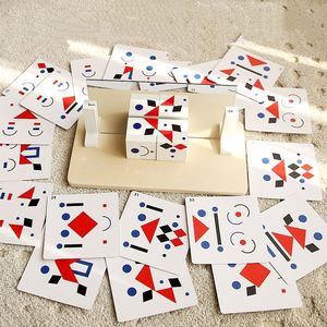 Jeu de puzzle éducatif en bois avec miroir et cubes pour l'apprentissage des formes géométriques et de la pensée spatiale - Product Image 3