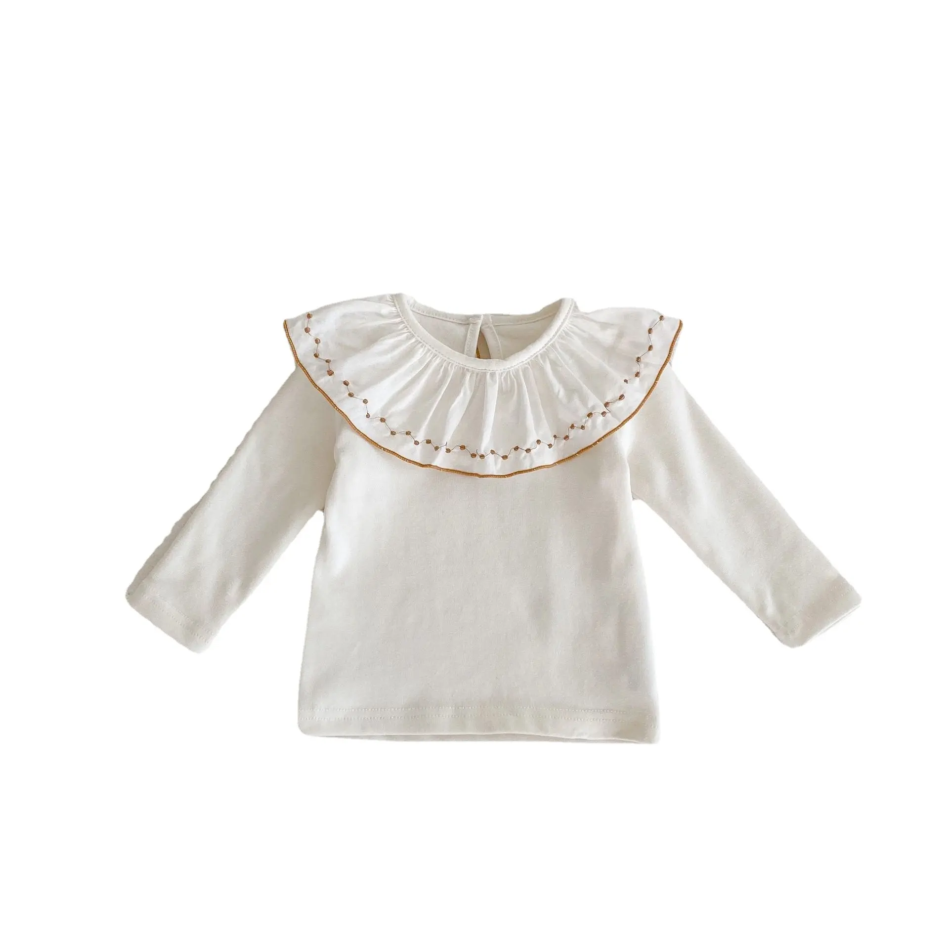 ベビーTシャツ2024秋の新しい女性の赤ちゃん刺繍蓮の襟ボトムシャツトップ
