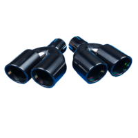 Tubo de escape de coche de acero inoxidable Chapado en negro de doble salida de 3,5 pulgadas, tubo de cola doble decorativo para modificación de vehículos