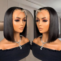 Perruques Courtes Bob en Cheveux Humains Brésiliens Pas Chères, Perruques Frontales en Dentelle HD, Perruques Pixie Naturelles en Cheveux Humains pour Femmes Noires