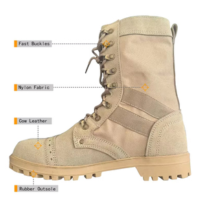 DSF22 717 Canvas Tactical <b>Boots</b> Men Outdoor Durable All Season <b>Hiking</b> <b>Boot</b> Beige - Product Image 4