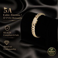 Bracelet maille cubaine Miami 10 mm pour homme, style Hiphop Bling Bling, pavé de zircone cubique (CZ), fait main, bijoux d'usine, Iced Out