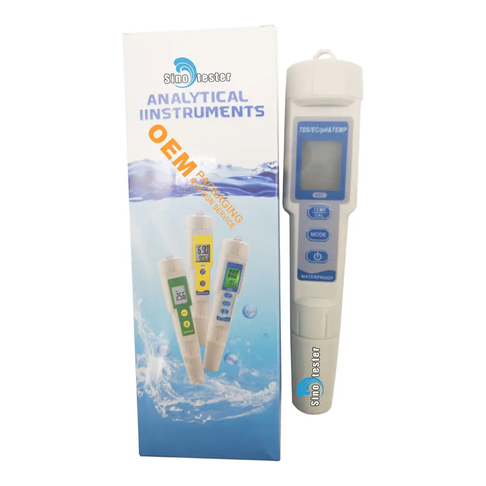 Professionele Tds Ph Meter Ph/Tds/Ec/Temperatuur Meter 4 In 1 Digitale Waterkwaliteit Monitor Tester Kit Voor Zwembaden Aquaria