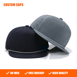 Casquette de baseball snapback non structurée de haute qualité à 5 panneaux avec logo personnalisé, imperméable, découpée au laser, perforée, casquette de golf, casquette de camionneur - Product Image 1