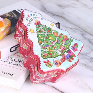 عيد الميلاد شجرة صفيح حالة عيد الميلاد سانتا كلوز البسكويت الحلوى صندوق تخزين المعادن ثلج المطبوعة مختومة - Product Image 5