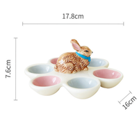 Nouveau Plateau à Œufs de Pâques Transfrontalier 2026 avec Porte-Œufs Lapin et Support à Œufs – Cadeau de Pâques en Céramique