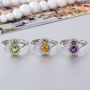 고품질 천연 크리스탈 컷 주얼리 S925 스털링 실버 페리도트 반지 - 패셔너블한 여성용 다이아몬드 세팅 반지 - Product Image 2