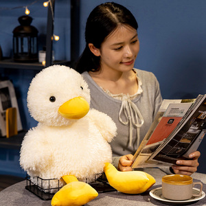 Peluche de Pato Blanco Esponjoso, Peluche de Patito <span class=keywords><strong>Amarillo</strong></span>, Pato Negro con Palomitas de Maíz, Estilo Personalizado - Product Image 6