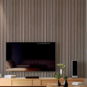 Panel de madera de listón acústico insonorizado personalizado Akupane, techo ignífugo de Roble Marrón, reducción de ruido para escuelas y bibliotecas - Product Image 6