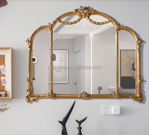 <span class=keywords><strong>Espejo</strong></span> retro tallado de estilo europeo, tres pliegues, para tocador de escritorio, para colgar en la <span class=keywords><strong>pared</strong></span>, para porche, decorativo - Product Image 3