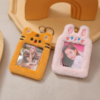 Tiger goo — pochette à carte en peluche avec pendentif, dessin animé, pour les étudiants, version coréenne, porte-clé, manches