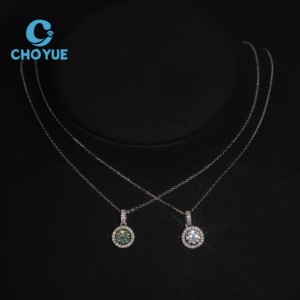 Collar con Colgante de Moissanita Redonda de 6.5MM en Plata de Ley 925, Joyería Fina Personalizada de Moda para Mujer - Product Image 5