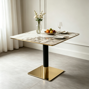 Table basse moderne de luxe minimaliste avec plateau en marbre et base en métal noir, finition dorée, multi-usages, taille personnalisée, meubles de salon - Product Image 4