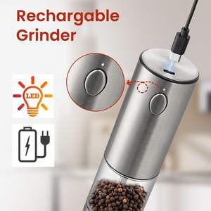 Juego de Saleros y Pimenteros Eléctricos de Acero Inoxidable, Recargables, con Ajuste de Grosor - Product Image 4