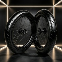 Kit de roues Supermoto noires KYZ de 17 pouces pour moto électrique Sur-Ron Light Bee, moyeu en aluminium 7116-T6 à tirage direct avec pneu et pignon