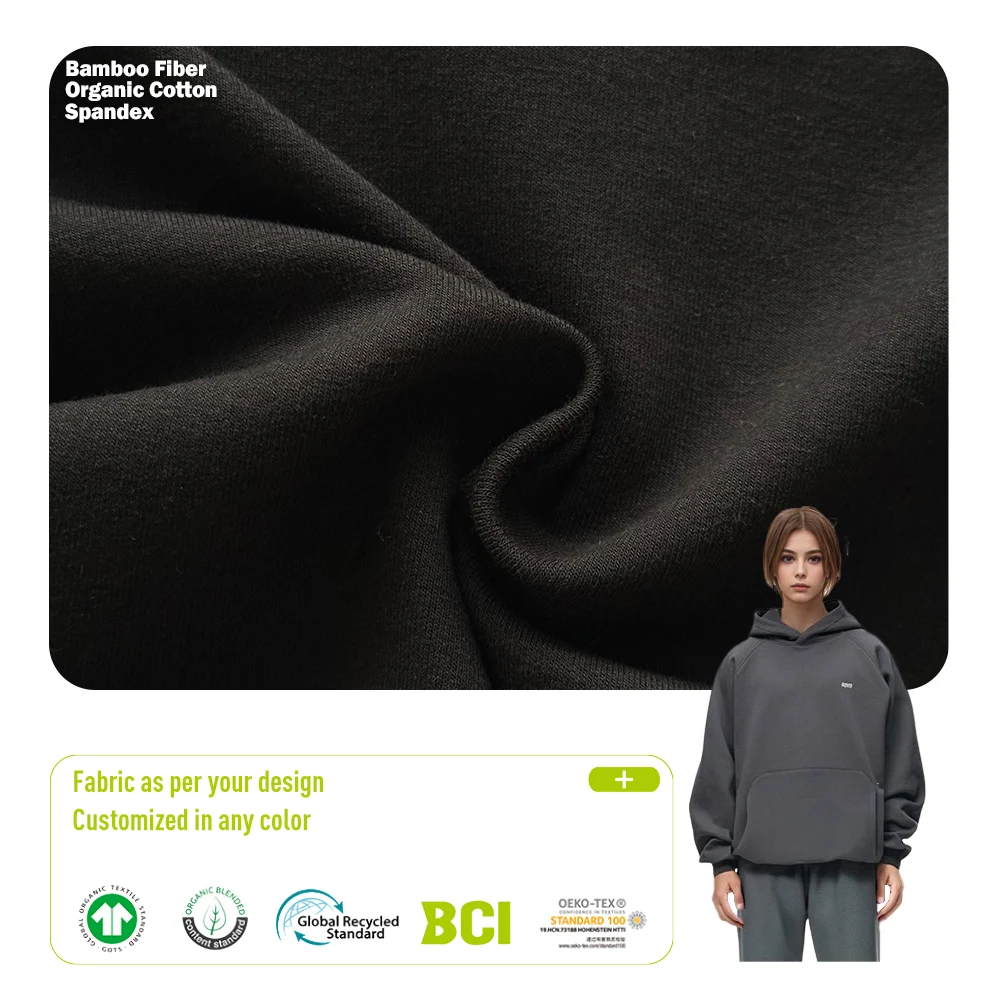 68% Bamboo 25% Organic Cotton 5% Spandex Knitted Jersey 180-220gsm Fabric Eco-friendly Bamboo Fiber Product