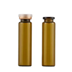 Amber Clear Glass Medicinal Penicillin Bottle Liquid Serum Cosmetic Packaging With Easy-Pulling Lid 20ml bottle for essence