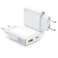 Cargador de Pared USB-A Tipo-C Ultrafino HNT OEM/ODM PD de 20 W, Adaptador de Corriente Portátil de Carga Rápida para MacBook y Samsung con Enchufe Europeo