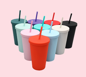 Vaso de Plástico de Doble Pared de Lujo de 16oz con Popote, Venta al por Mayor, Logotipo Personalizado, Color, Reutilizable, Mate, para Café, Modelo 2026 - Product Image 4
