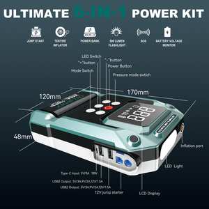 เครื่องจั๊<span class=keywords><strong>ม</strong></span><span class=keywords><strong>สตาร์ท</strong></span>สำหรับ<span class=keywords><strong>รถ</strong></span><span class=keywords><strong>กระบะ</strong></span>เชิงพาณิชย์ ความจุ 24800mAh แรงดันสูงสุด 1500A แรงสตาร์ท 3000A พร้อ<span class=keywords><strong>ม</strong></span>ที่สูบลม 150PSI รองรับน้ำมันเบนซิน 9 ลิตร และดีเซล 8 ลิตร - Product Image 6