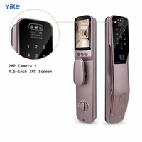 Kunci Pintu Video Pintar dengan Sensor Sidik Jari, Casing Aluminium Alloy, dan Panel Kaca Tempered untuk Pintu Masuk Vila Premium