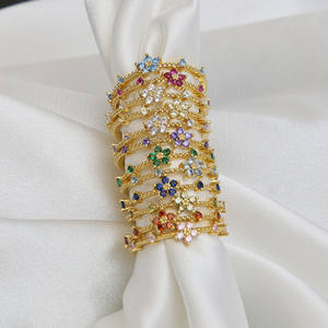 Vente chaude Vintage 18K Bague En Laiton Coloré Cubique Zircone Décembre Pierre De Naissance Fleur Anneaux Ouverture Réglable Bagues - Product Image 2