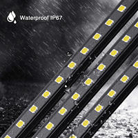 Kit LED 12V 4 pièces 50cm à profil en aluminium noir, installation rapide par perforation, lumière du jour 5000K, indice de protection IP67, dimmable pour aménagement paysager/camping