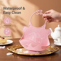 Bavoir d'alimentation réglable en silicone imperméable pour bébé, mignon, réutilisable, écologique, lavable, portable, avec poche de récupération des aliments large, pour 4-60 mois