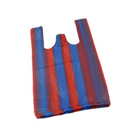 Blauw-witte HDPE wegwerp plastic boodschappentassen met aangepast logo voor supermarkten, 100 stuks, rechtstreeks gekocht van Chinese fabriek