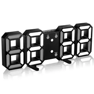alarm babies room Suppliers-3D Digital Alarm Clock for Bedroom Living Room and Office Electronic LED Number Time Wall Clock with Snooze Function Night Light