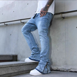 <span class=keywords><strong>Jeans</strong></span> Denim Personalizzati OEM a Gamba Dritta con Effetto Svasato per <span class=keywords><strong>Uomo</strong></span>, Pantaloni Elasticizzati Lavati per Vendita all'Ingrosso - Product Image 1