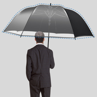 Parapluie de golf classique de haute qualité, 34 pouces, 8 baleines, ouverture automatique, transparent, en fibre de verre, coupe-vent, durable, avec bande réfléchissante, droit