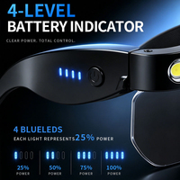 Lampe frontale rechargeable 800 mAh 300 lm COB LED 90 °   Lampe de travail réglable à double source lumineuse avec 5 modes d'éclairage