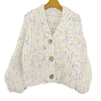 Cardigan en tricot décontracté pour femme E&L fait à la main, col en V, respirant, manches longues, uni, boutonné, pour l'hiver
