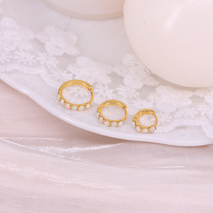 Pendientes de Plata de Ley S925 con Turquesa y Diamantes, Clásicos de Moda Europea y Americana, Pendientes de Aro Versátiles y Sencillos - Product Image 1